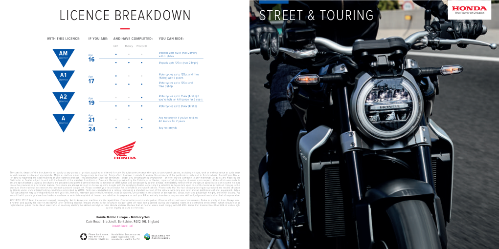 000615 2018 Street and Touring Brochure.Indd