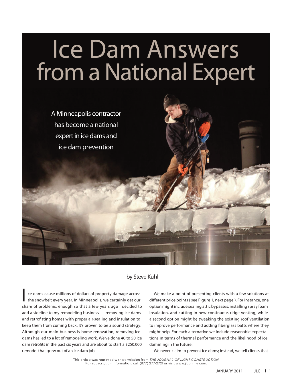 Ice Dam Answers from a National Expert
