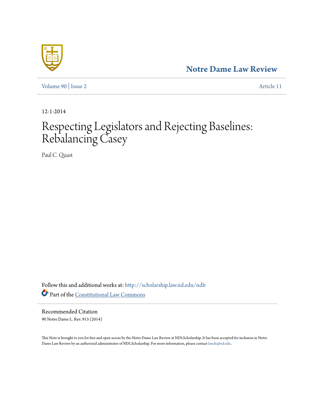 Respecting Legislators and Rejecting Baselines: Rebalancing Casey Paul C