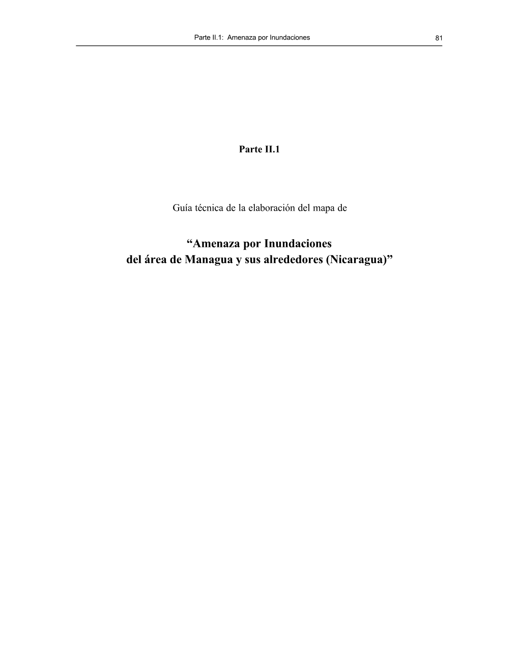 “Amenaza Por Inundaciones Del Área De Managua Y Sus Alrededores (Nicaragua)”