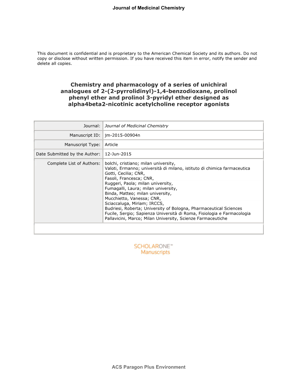 Chemistry and Pharmacology of a Series of Unichiral Analogues of 2-(2