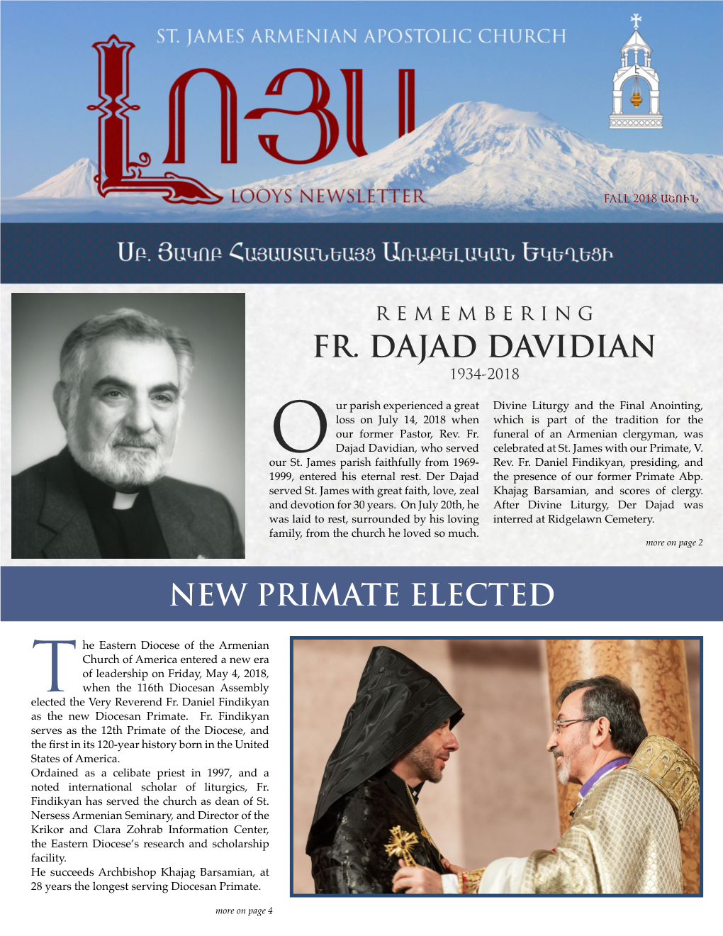 New Primate Elected Fr. Dajad Davidian