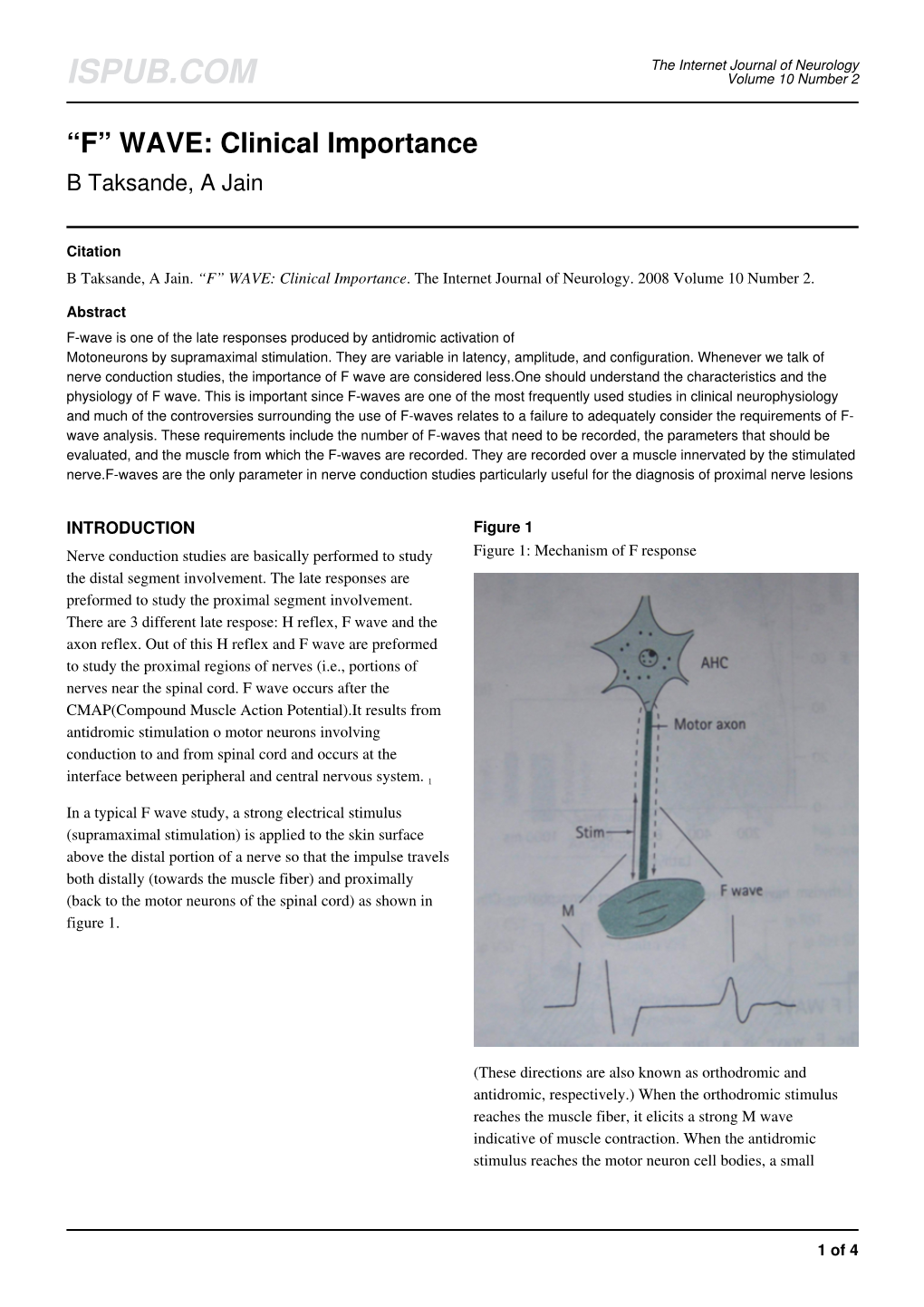 “F” WAVE: Clinical Importance B Taksande, a Jain