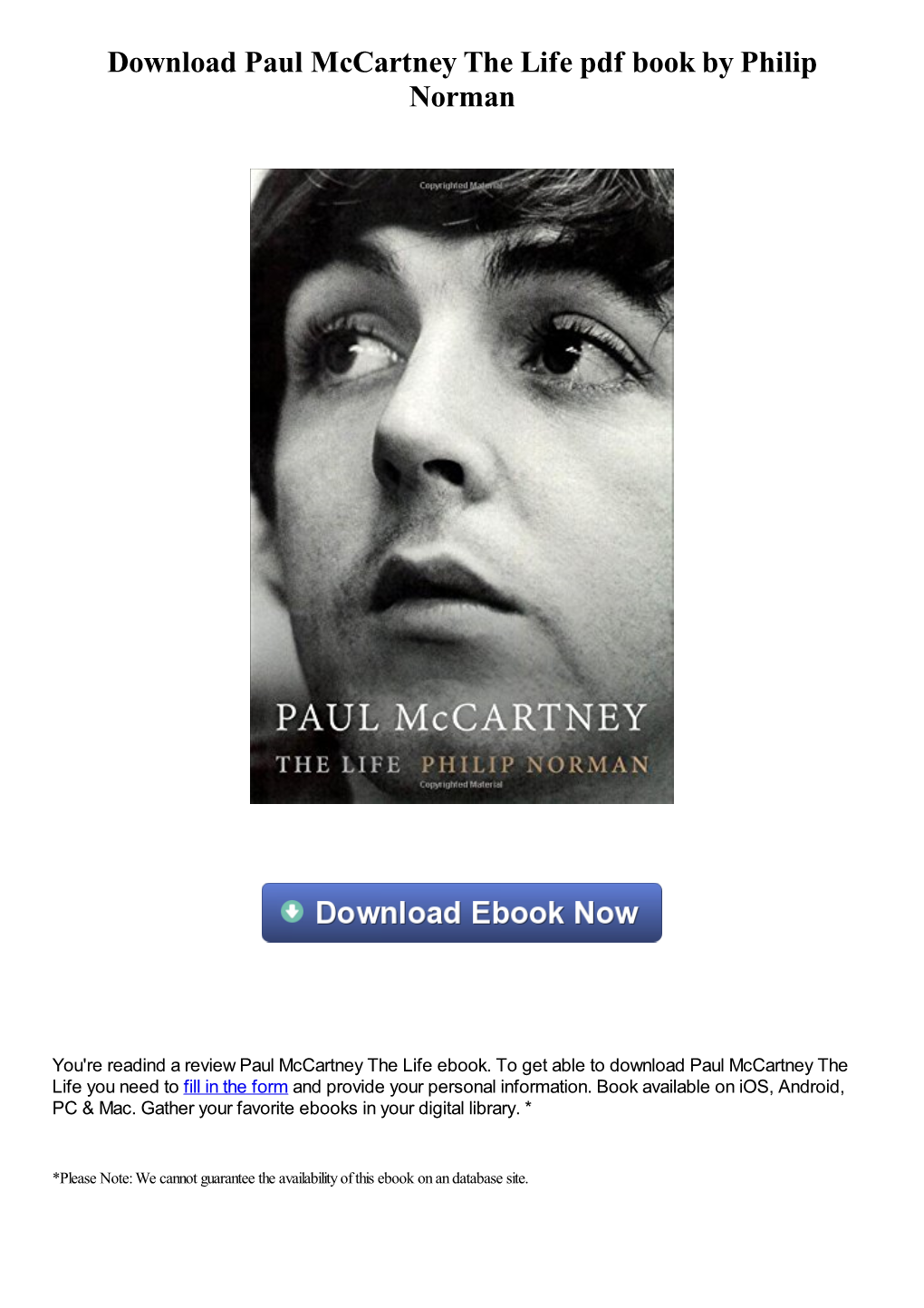 Download Paul Mccartney the Life Pdf Ebook by Philip Norman