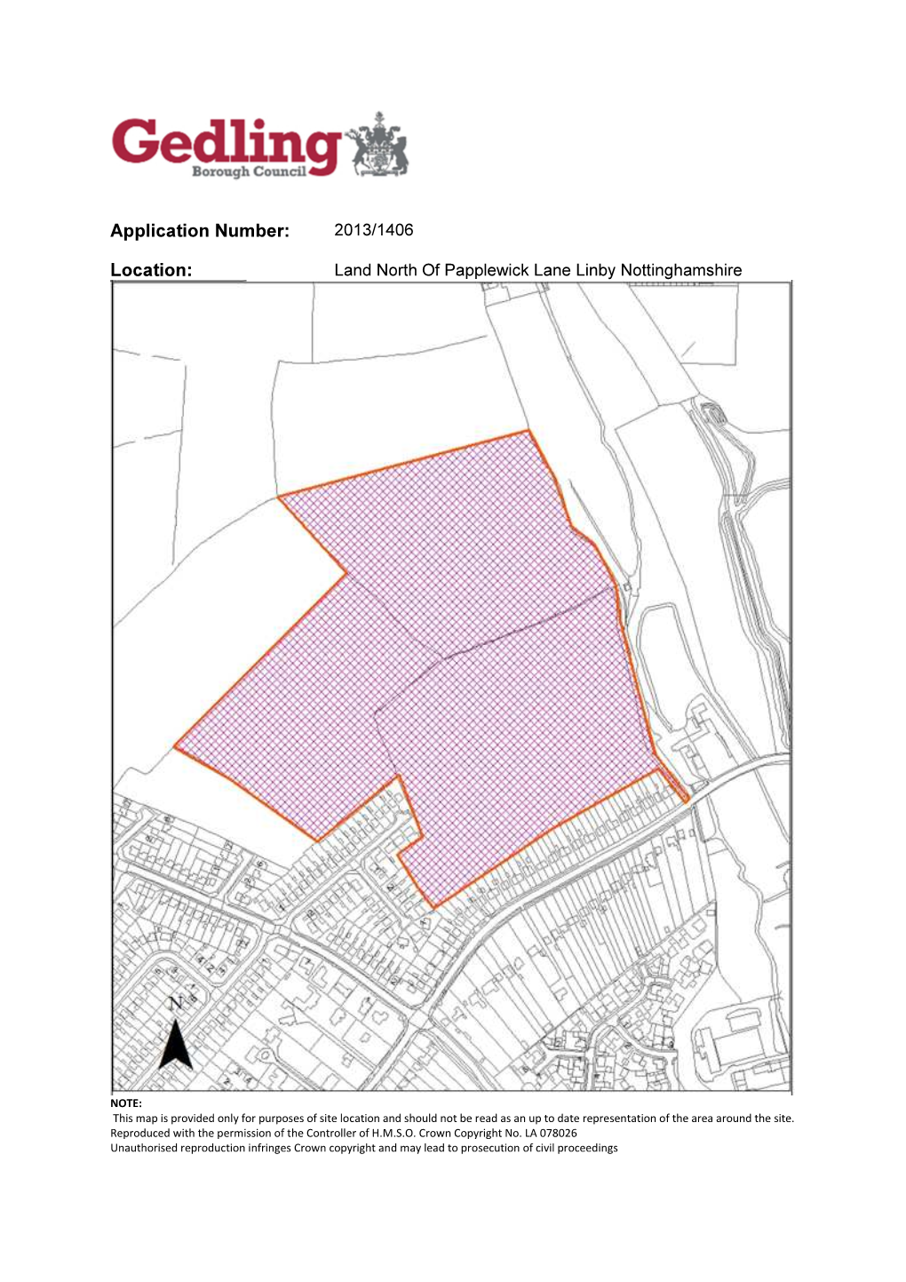 Application 2013/1406 Land North Of