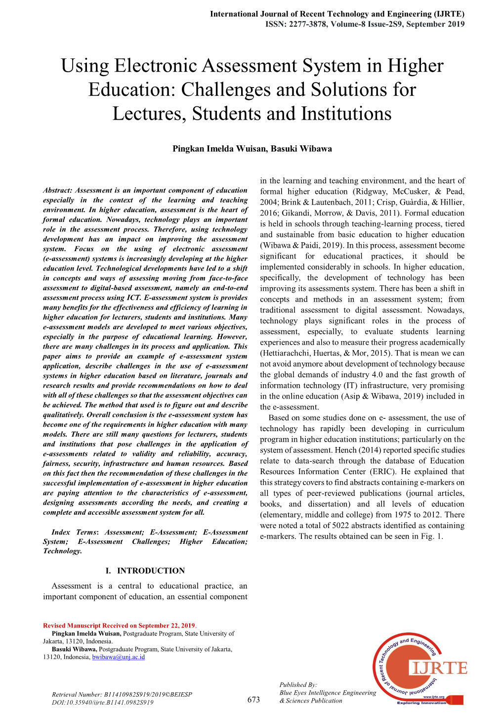 Using Electronic Assessment System in Higher Education: Challenges and Solutions for Lectures, Students and Institutions