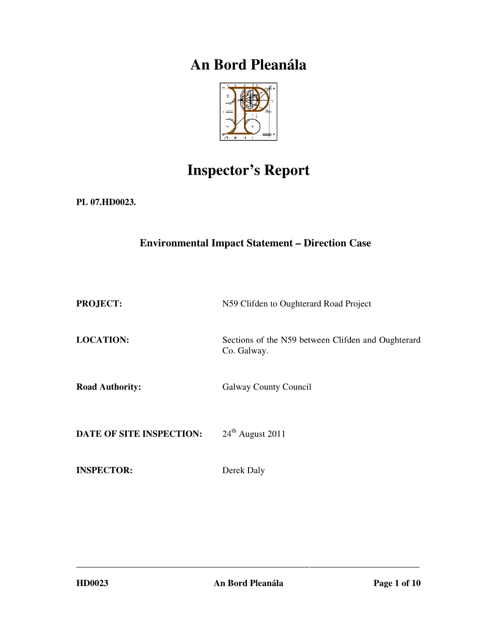 An Bord Pleanála Inspector's Report