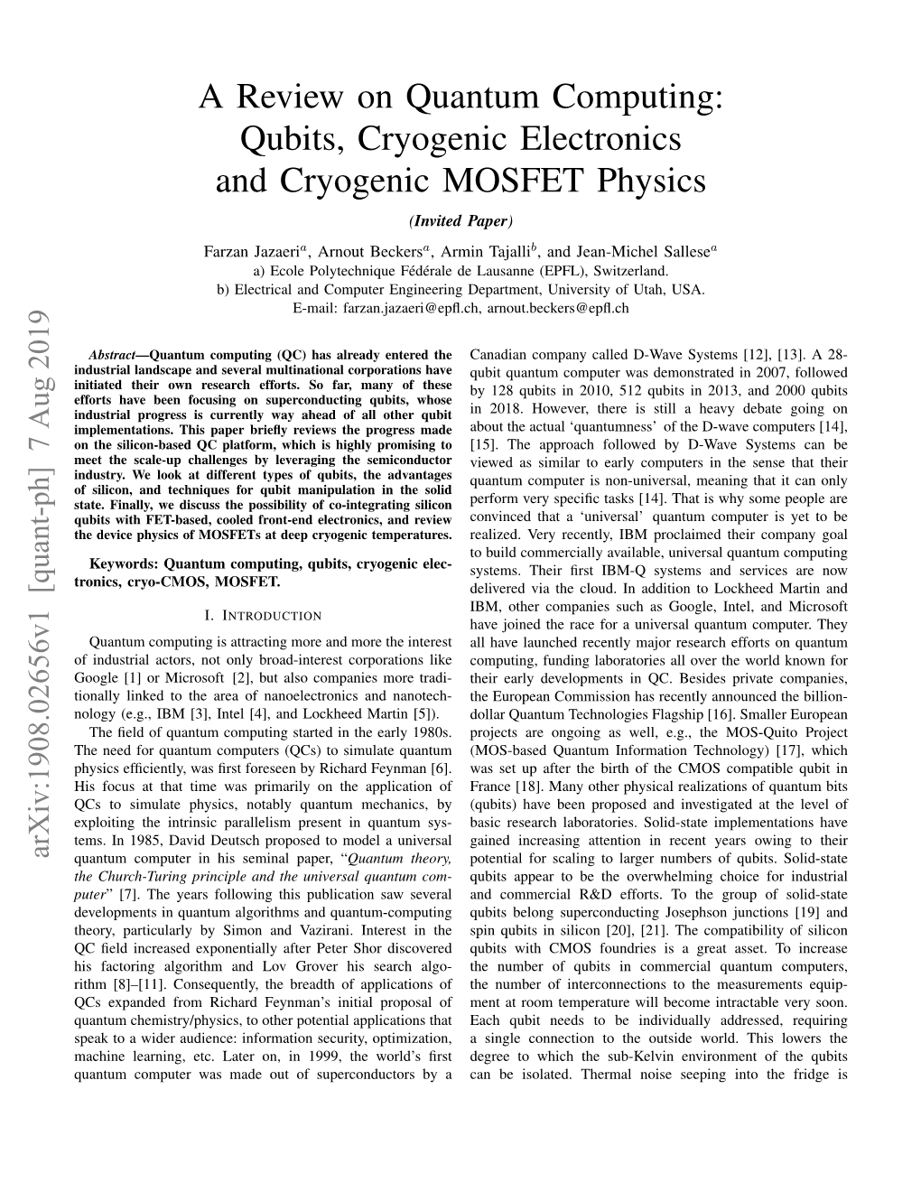 A Review on Quantum Computing: Qubits, Cryogenic Electronics And