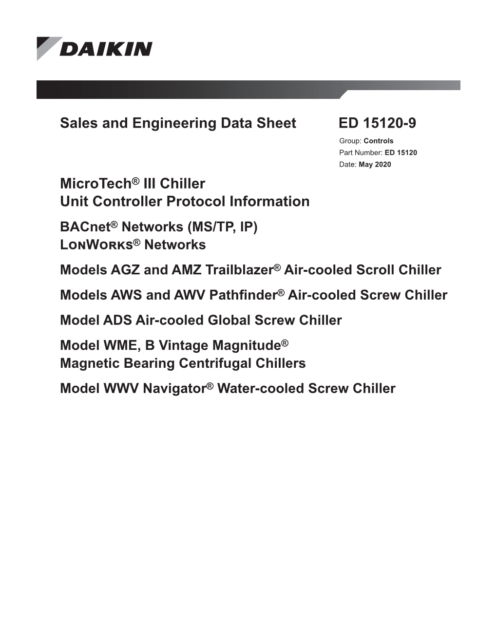 Microtech Unit Controller Lonworks-Bacnet Tech Sheet