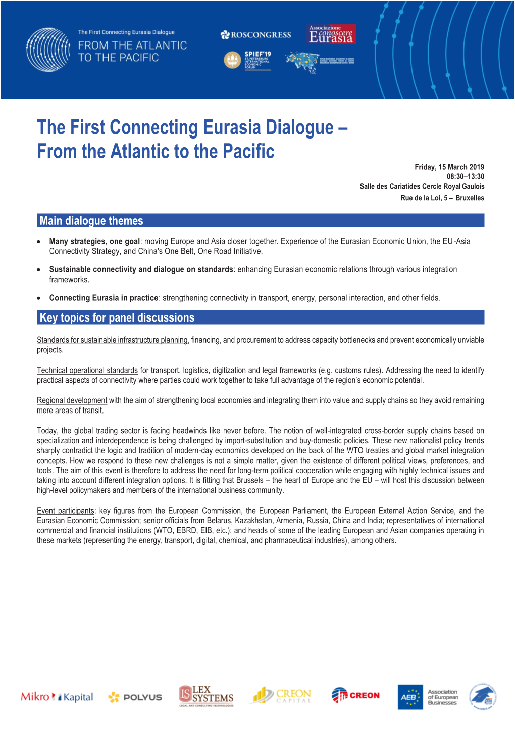 The First Connecting Eurasia Dialogue