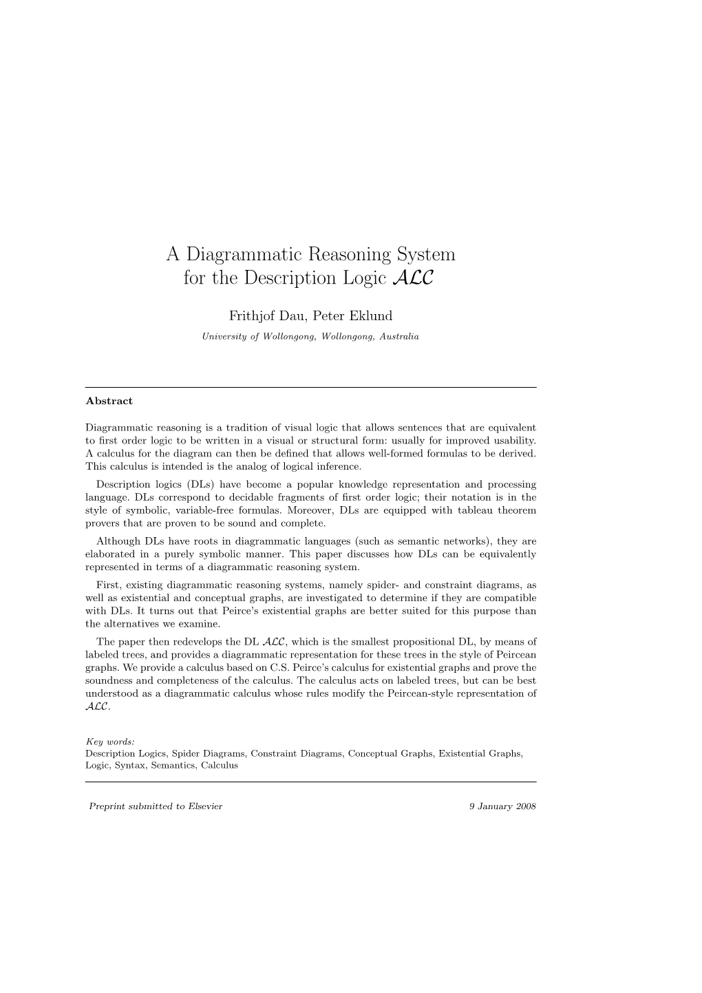 A Diagrammatic Reasoning System for the Description Logic ALC