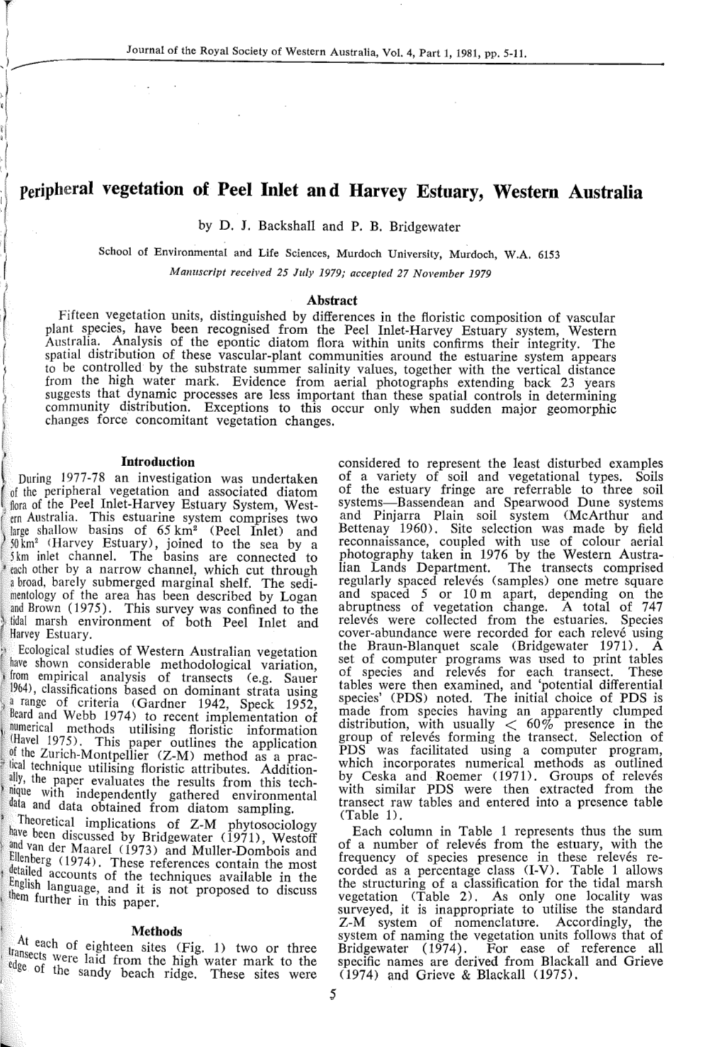 Ok,,L Peripheral Vegetation of Peel Inlet and Harvey Estuary, Western