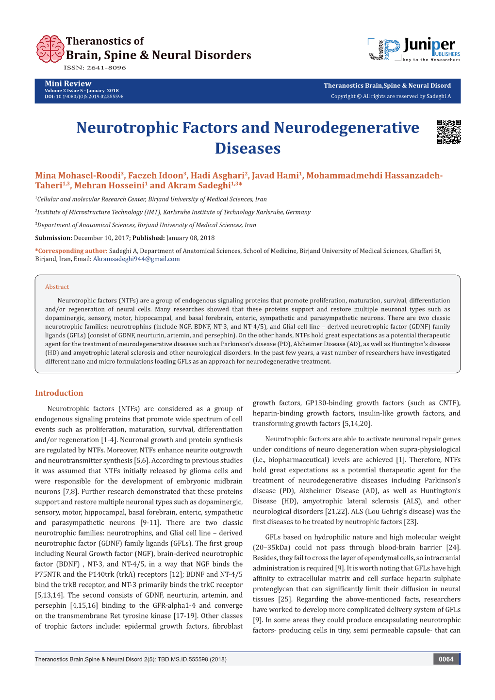 Neurotrophic Factors and Neurodegenerative Diseases
