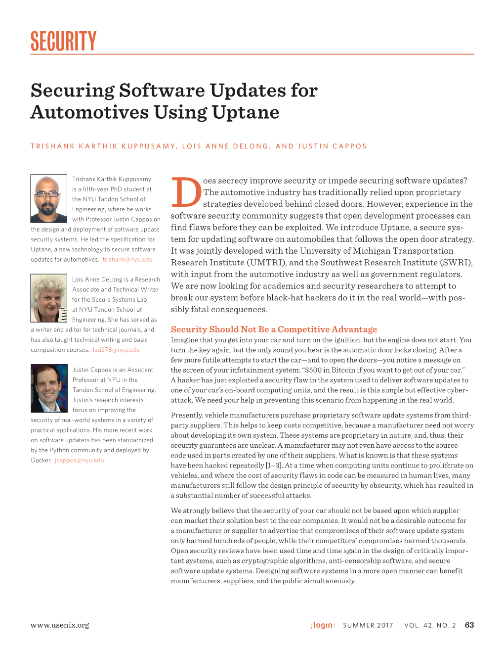 Securing Software Updates for Automotives Using Uptane