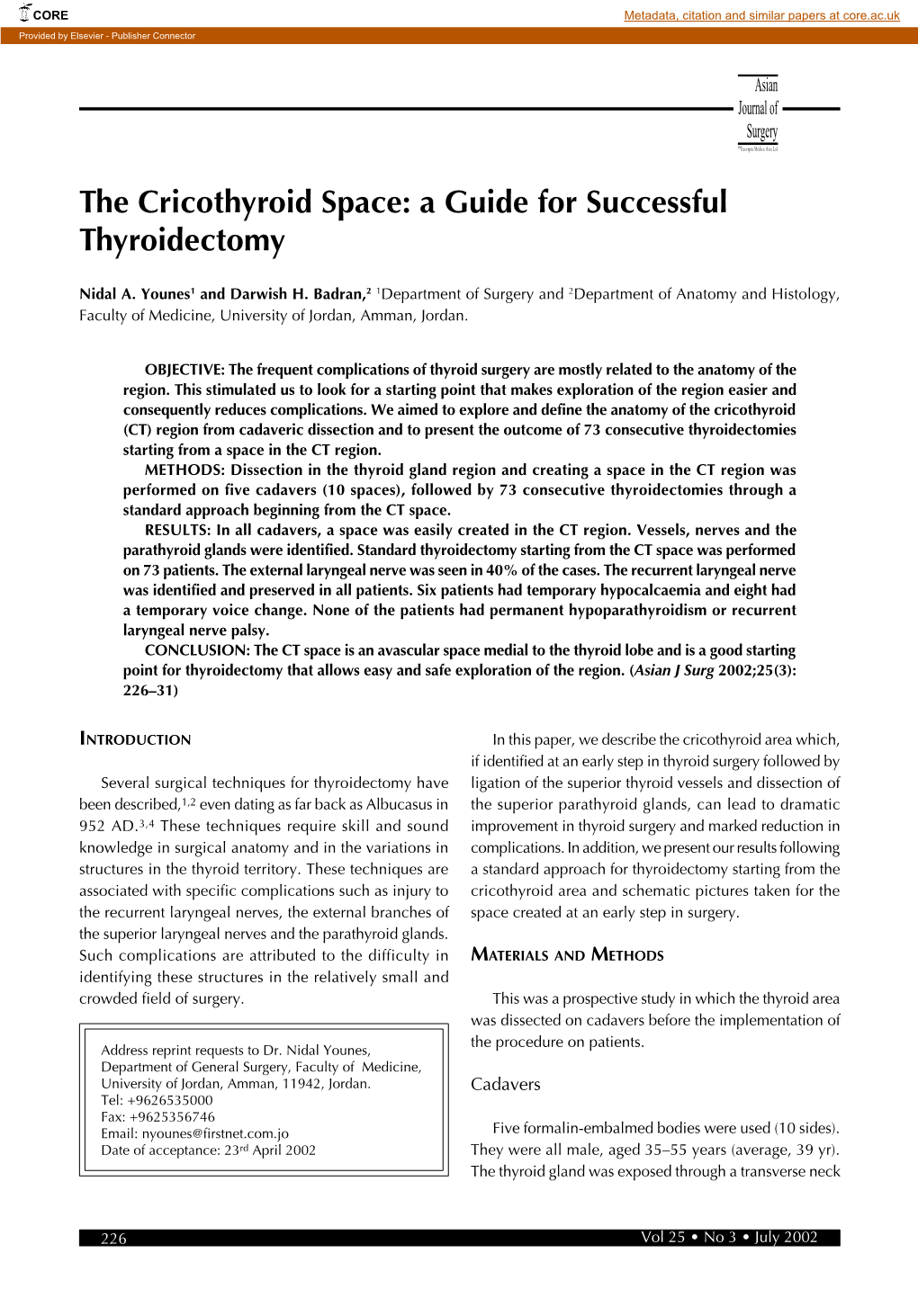 The Cricothyroid Space: a Guide for Successful Thyroidectomy