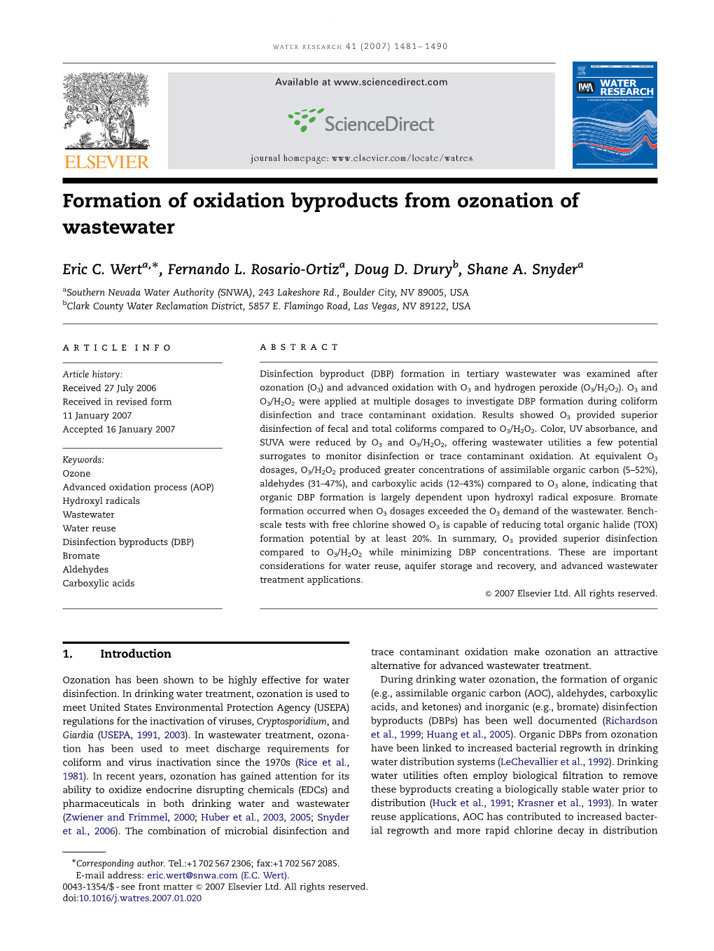 Formation of Oxidation Byproducts from Ozonation of Wastewater