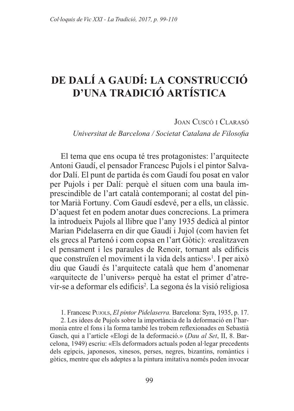 De Dalí a Gaudí: La Construcció D’Una Tradició Artística