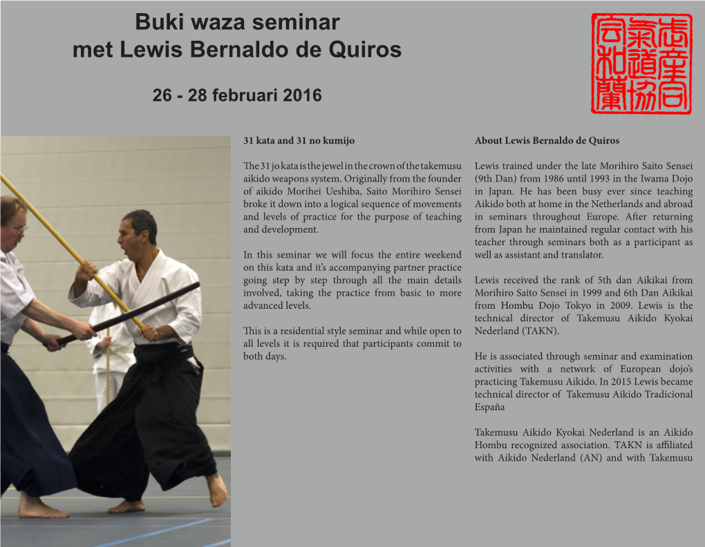 Buki Waza Seminar Met Lewis Bernaldo De Quiros