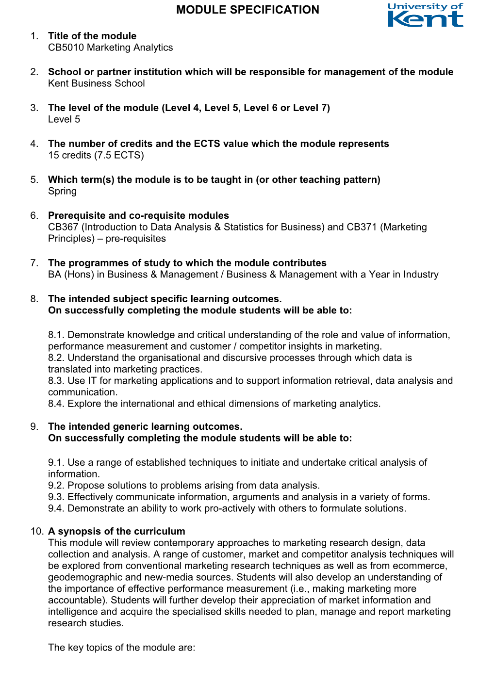 Module Specification