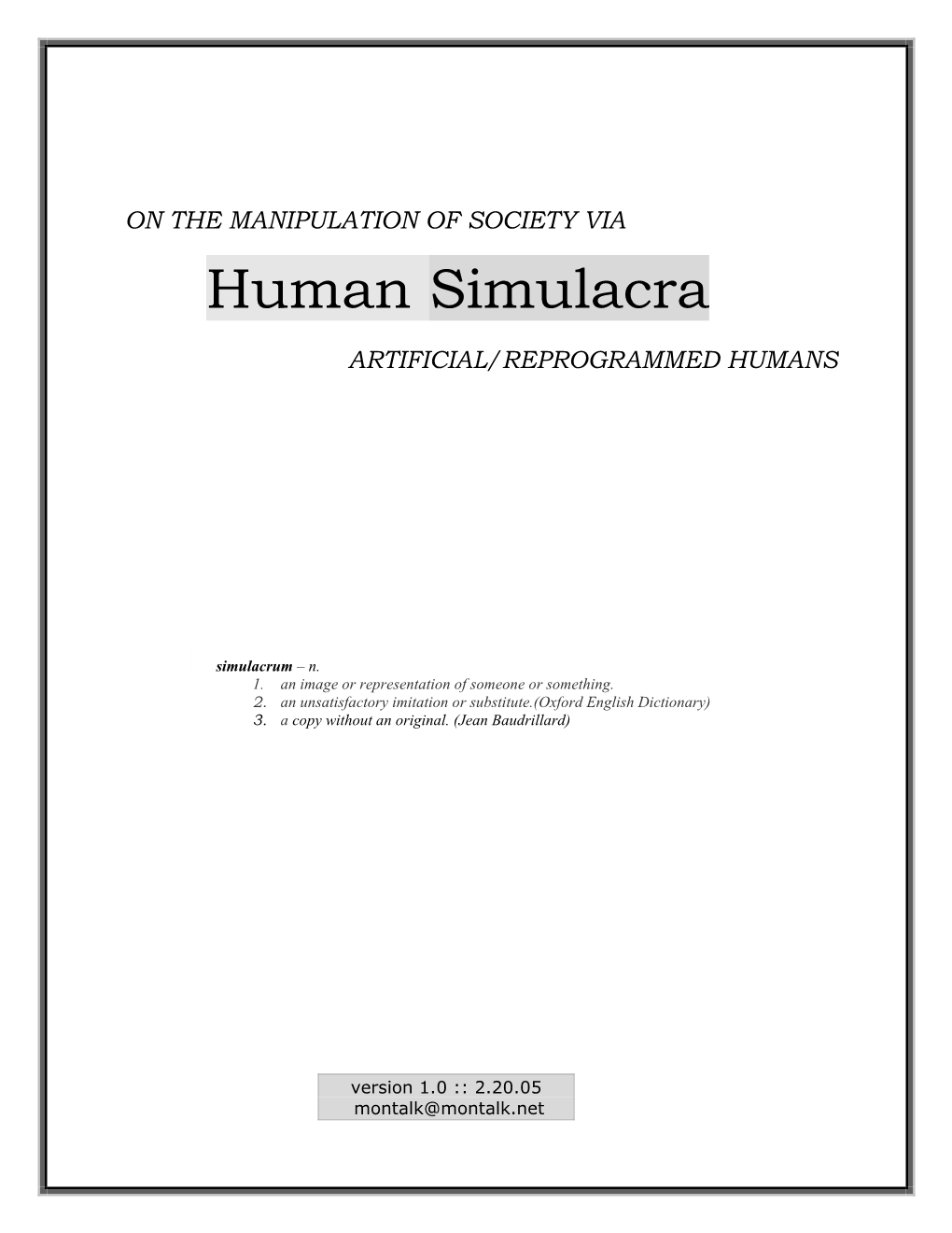 Human Simulacra …