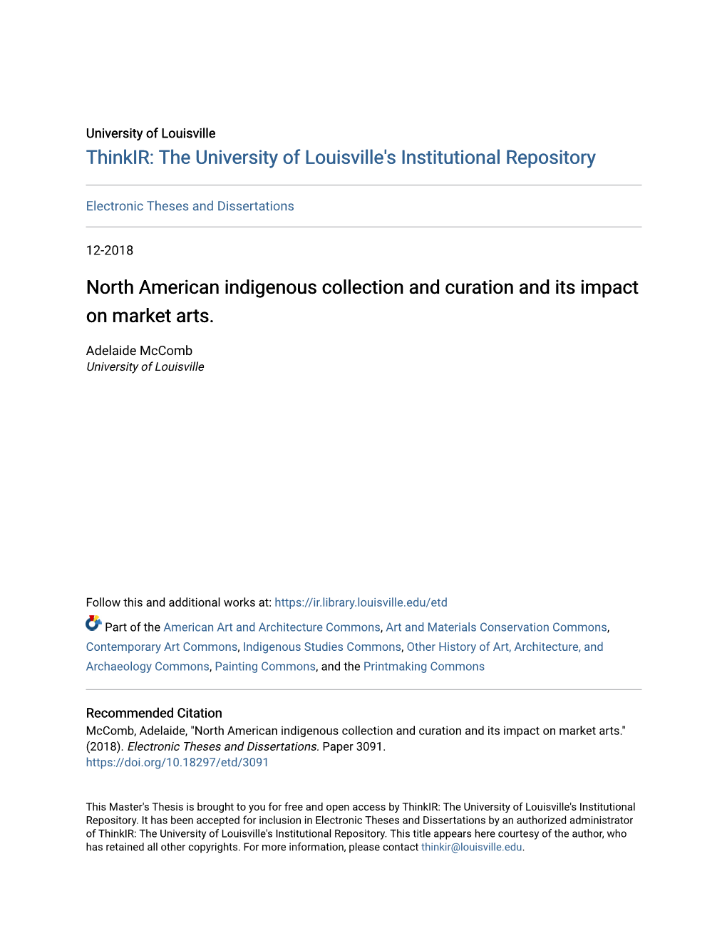 North American Indigenous Collection and Curation and Its Impact on Market Arts