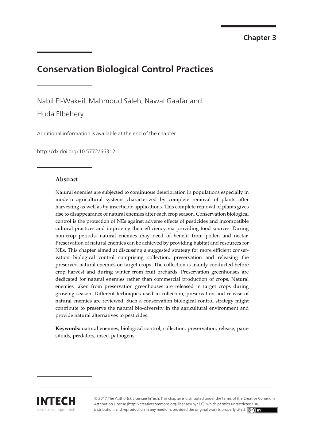 Conservation Biological Control Practices Conservation Biological Control Practices