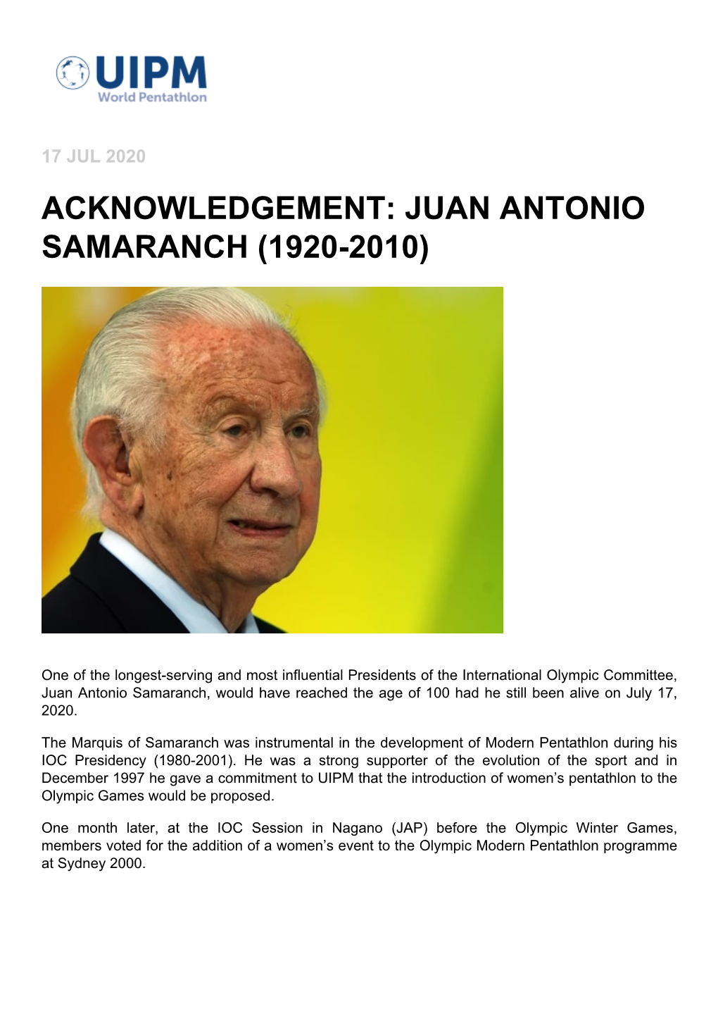 Juan Antonio Samaranch (1920-2010)