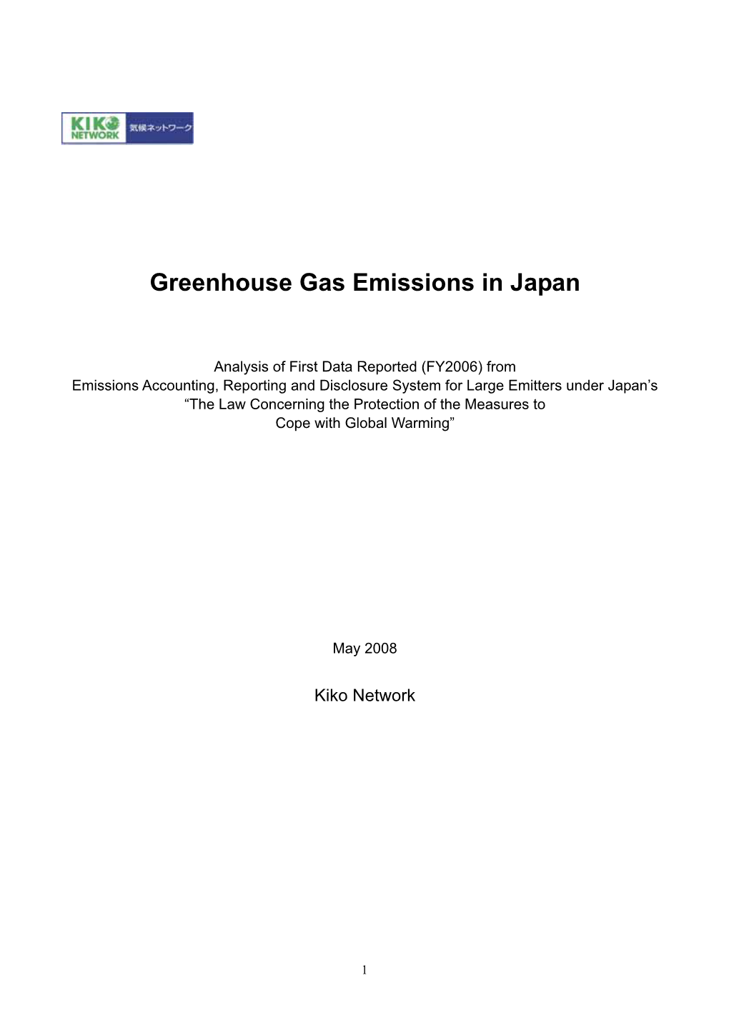 Greenhouse Gas Emissions in Japan