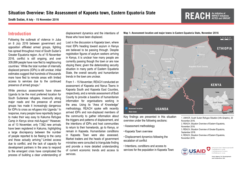 Introduction Situation Overview: Site Assessment of Kapoeta Town