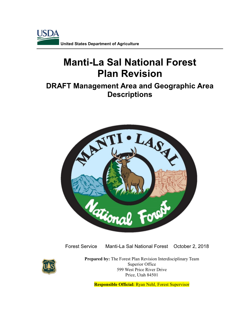 Manti-La Sal National Forest Plan Revision DRAFT Management Area and Geographic Area Descriptions