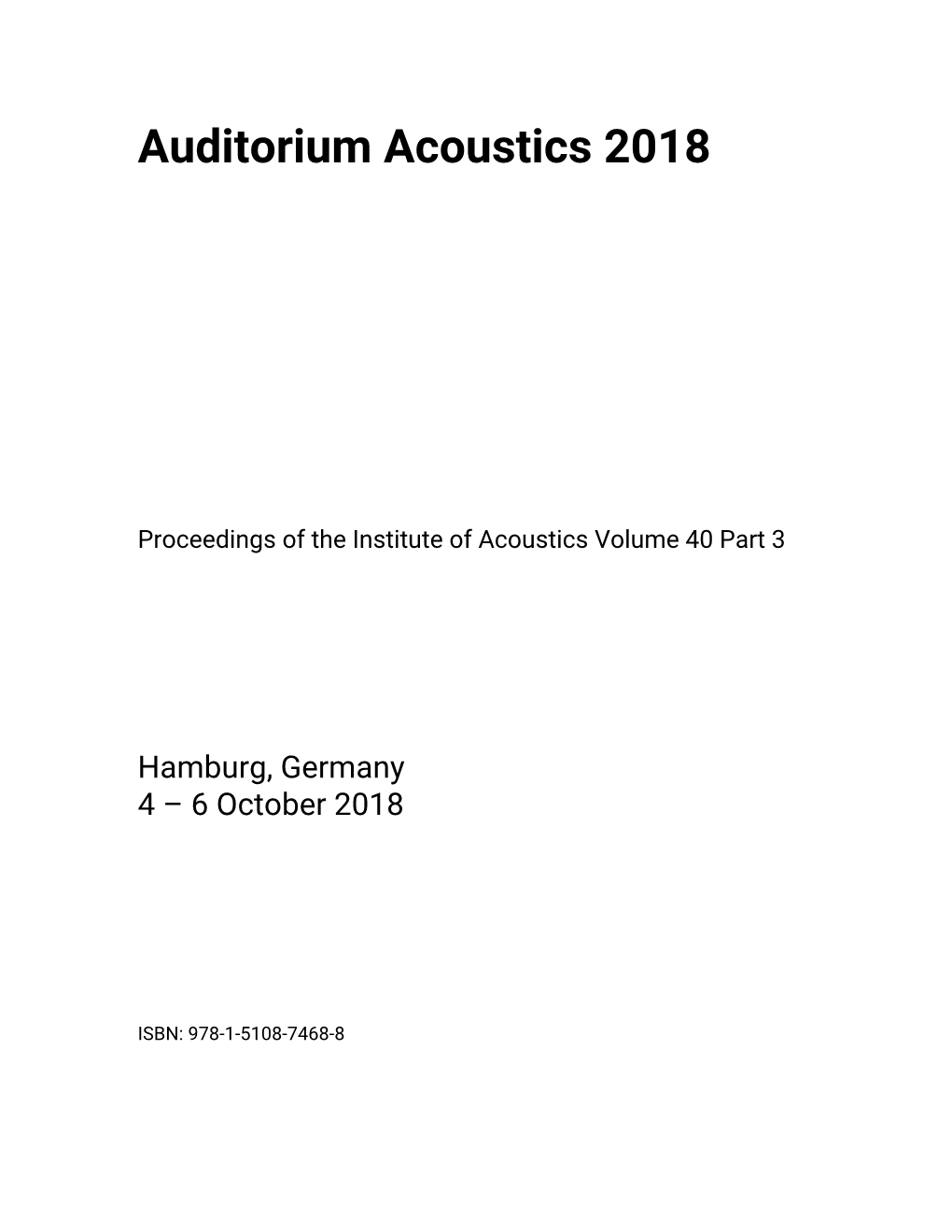 Auditorium Acoustics 2018