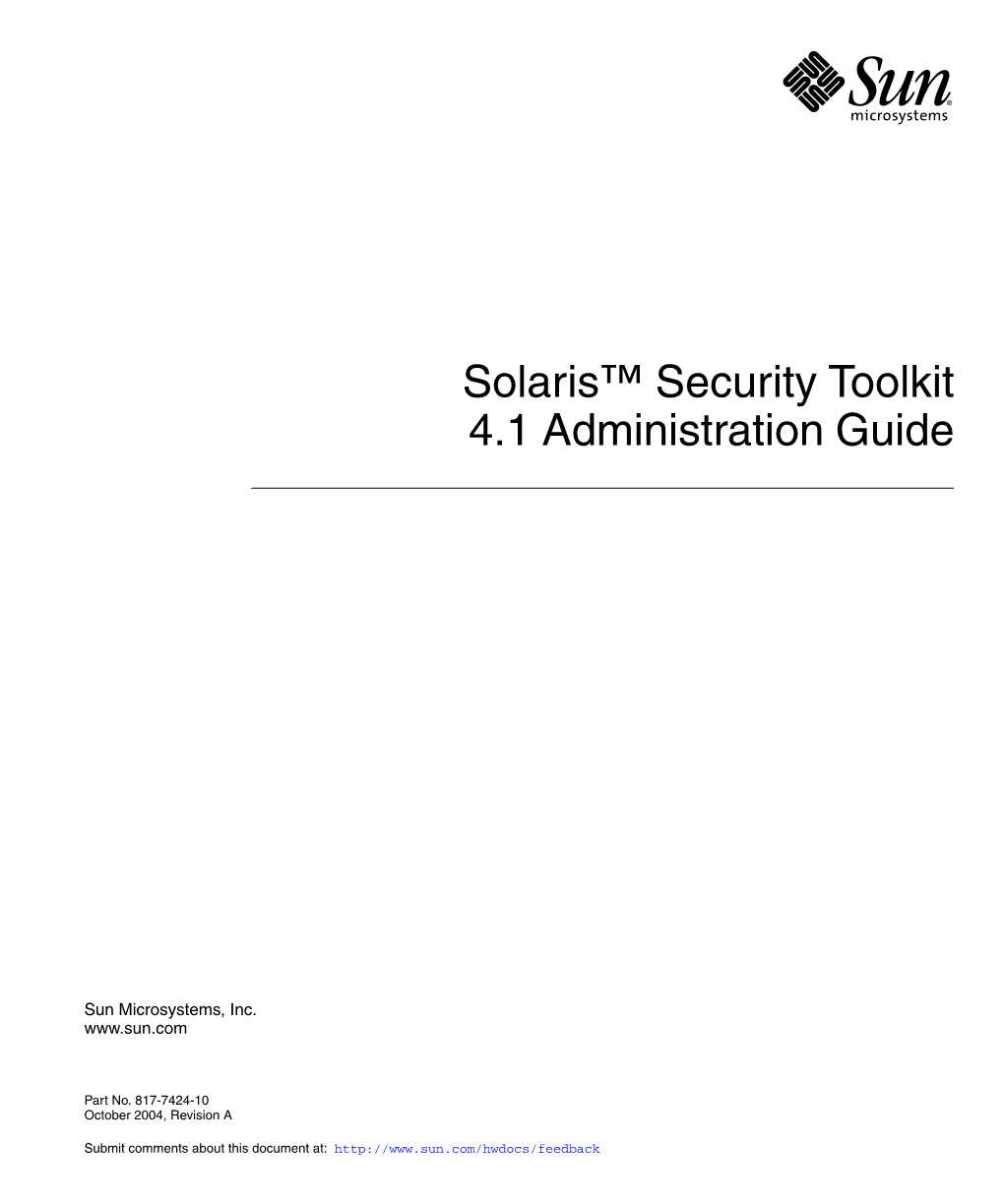 Solaris Security Toolkit 4.1 Administration