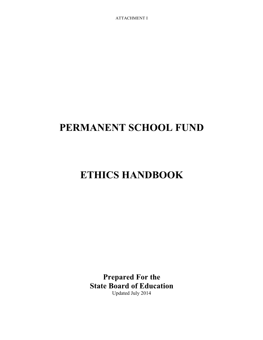 Permanent School Fund Ethics Handbook