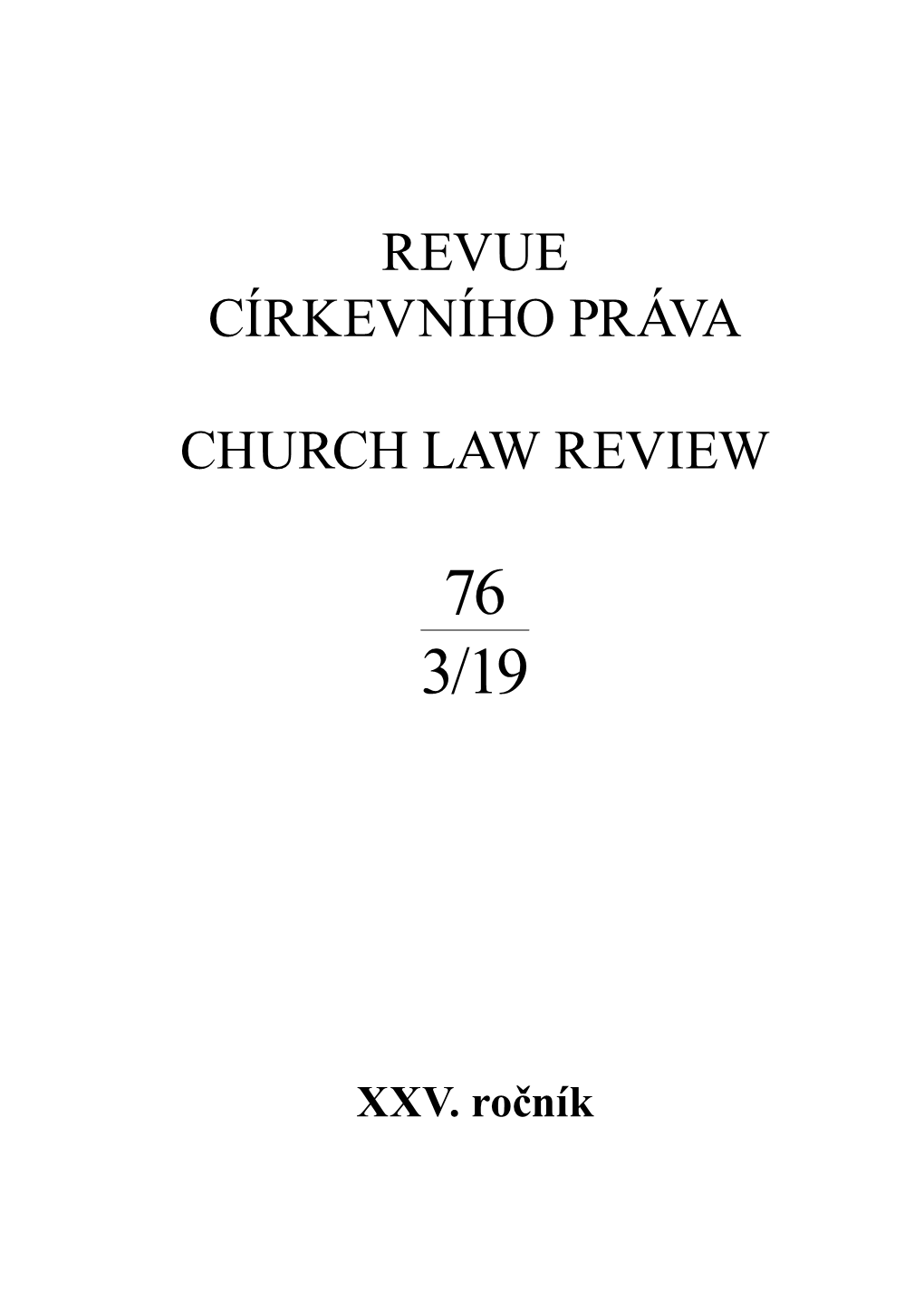 Revue Církevního Práva Church Law Review