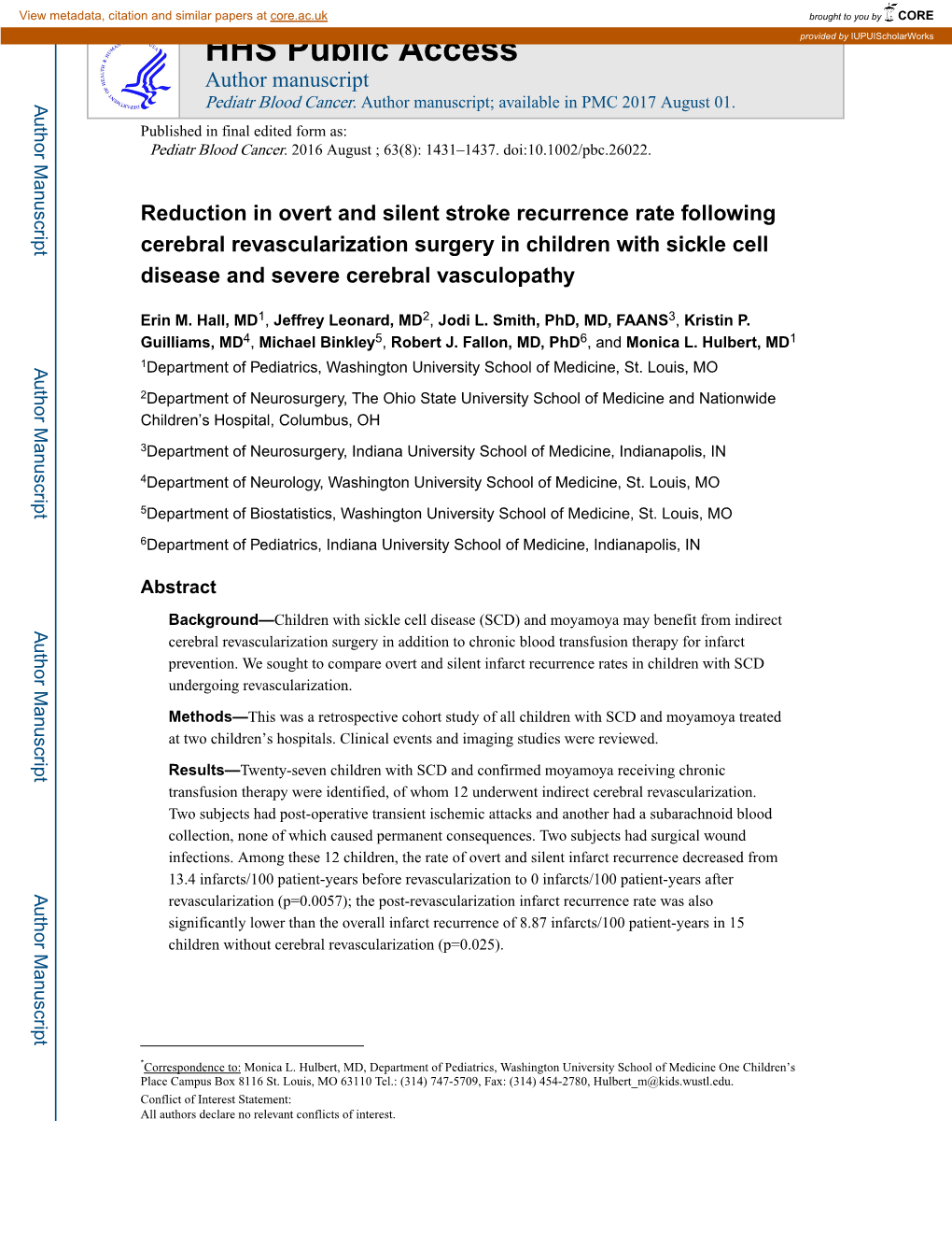 Reduction in Overt and Silent Stroke Recurrence Rate Following Cerebral