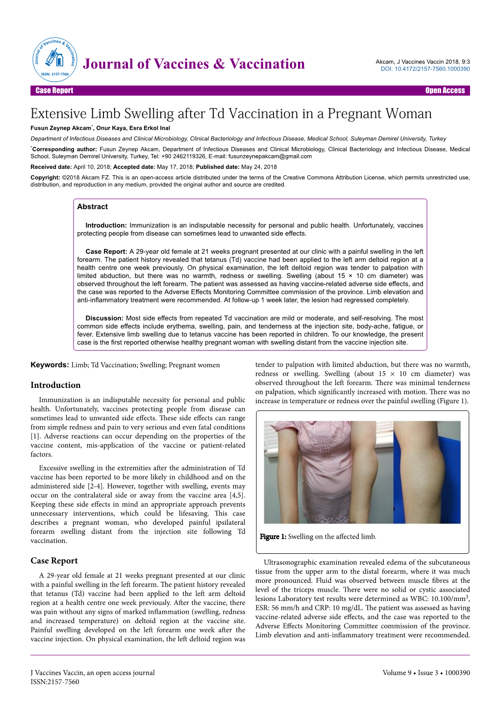 Extensive Limb Swelling After Td Vaccination in a Pregnant Woman