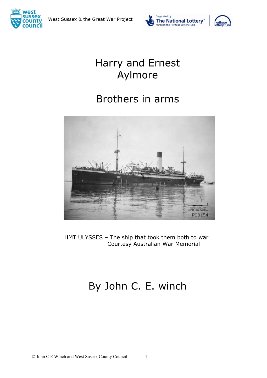 Harry and Ernest Aylmore Brothers in Arms