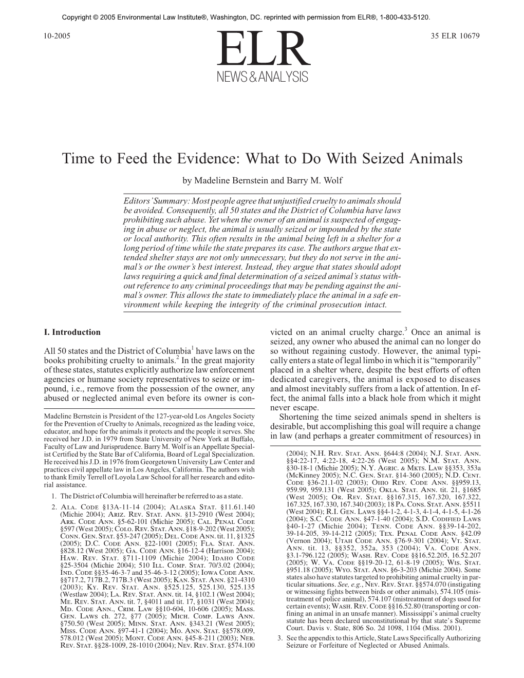 Time to Feed the Evidence: What to Do with Seized Animals by Madeline Bernstein and Barry M