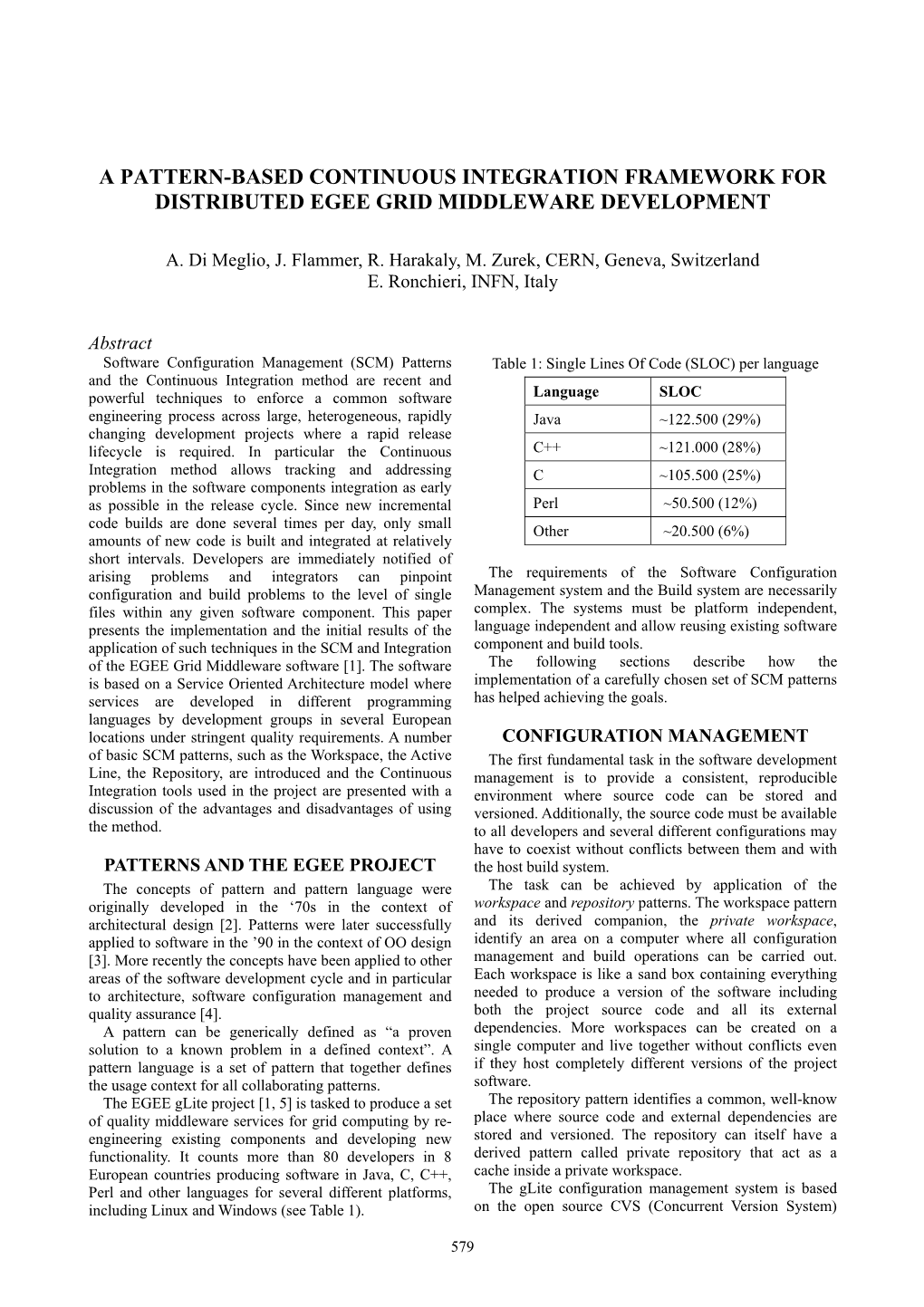 A Pattern-Based Continuous Integration Framework for Distributed Egee Grid Middleware Development