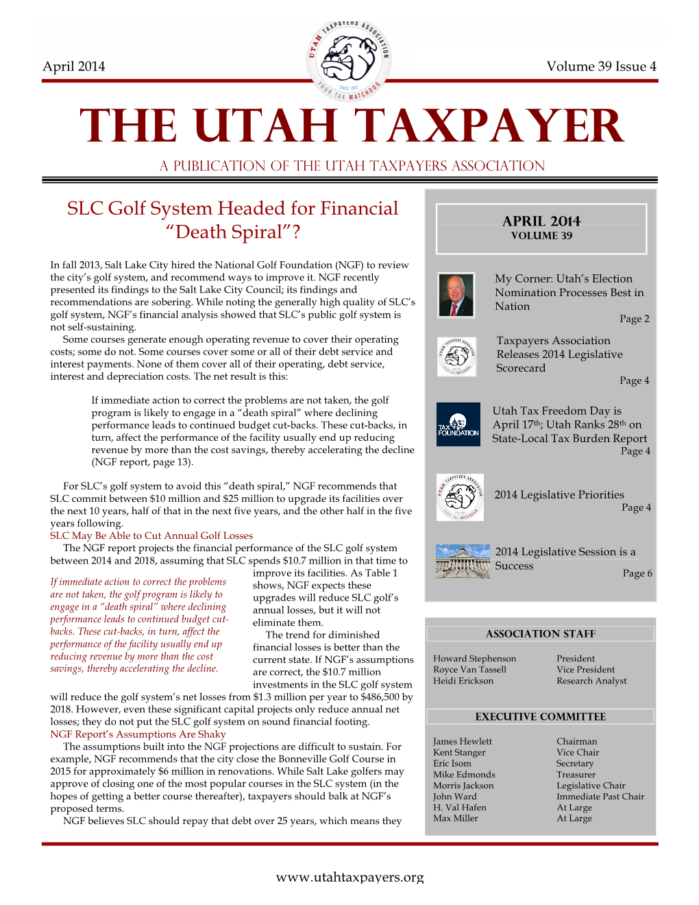 THE UTAH TAXPAYER a Publication of the Utah Taxpayers Association