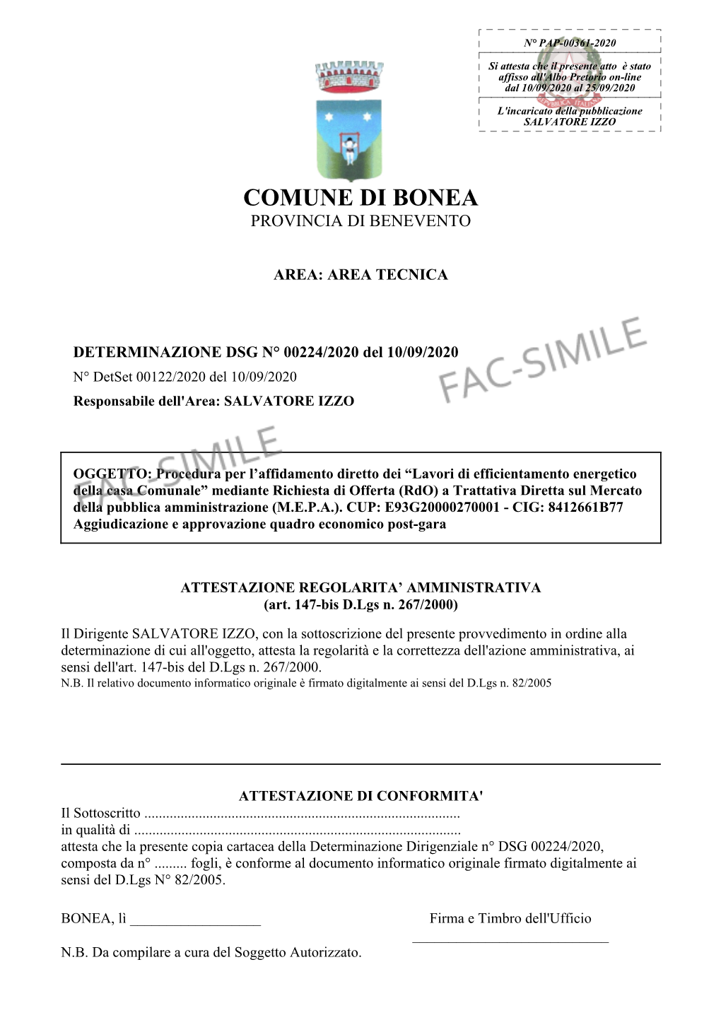 Comune Di Bonea Provincia Di Benevento