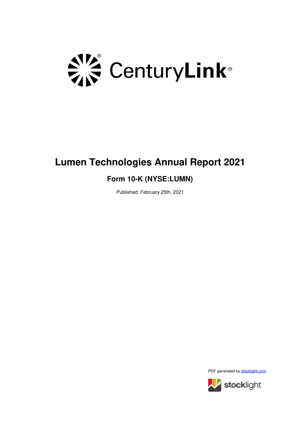 Lumen Technologies Annual Report 2021