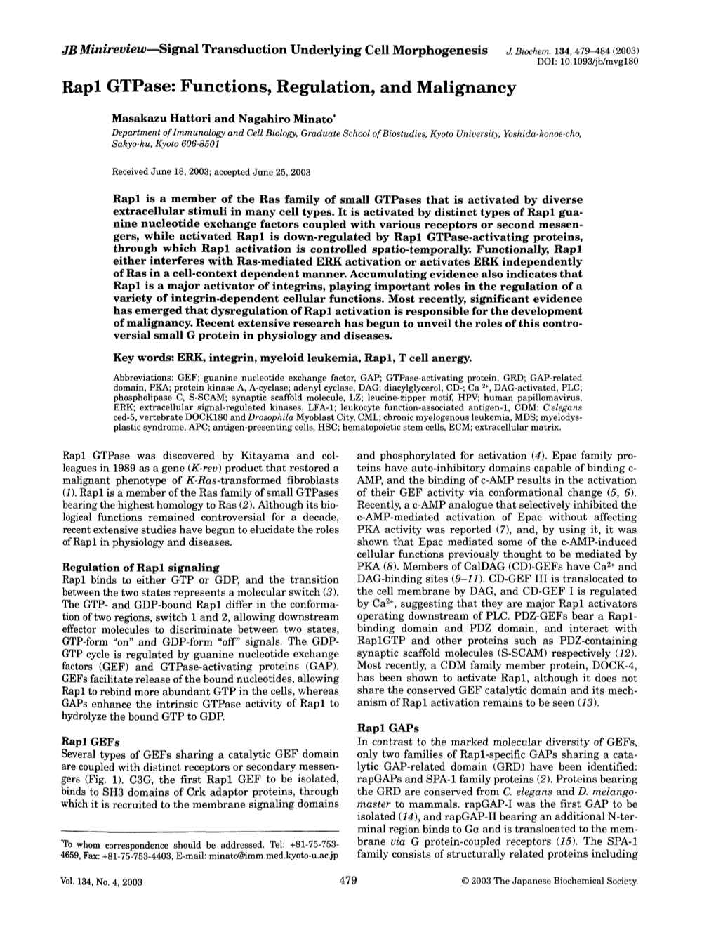 Rap1 Gtpase: Functions, Regulation, and Malignancy