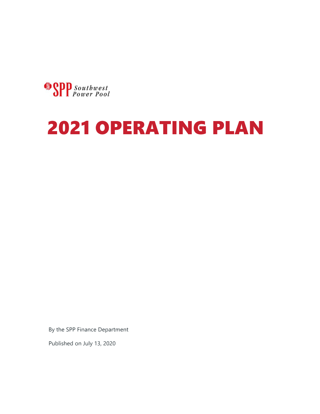 2021 SPP Operating Plan