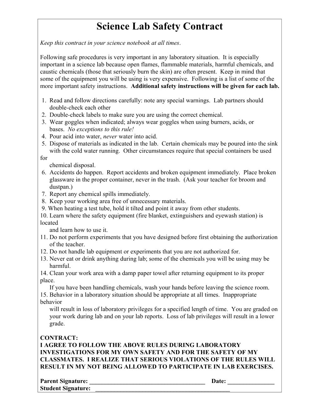 Science Lab Safety Contrast