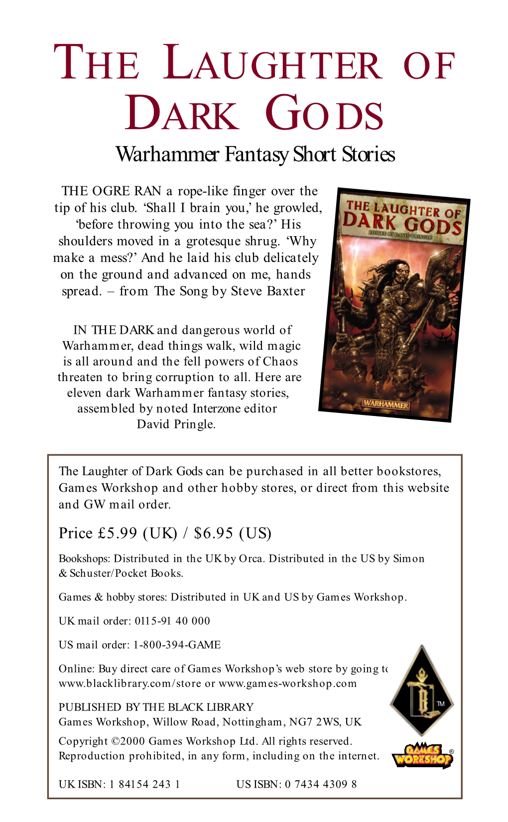 THE LAUGHTER of DARK GODS Warhammer Fantasy Short Stories