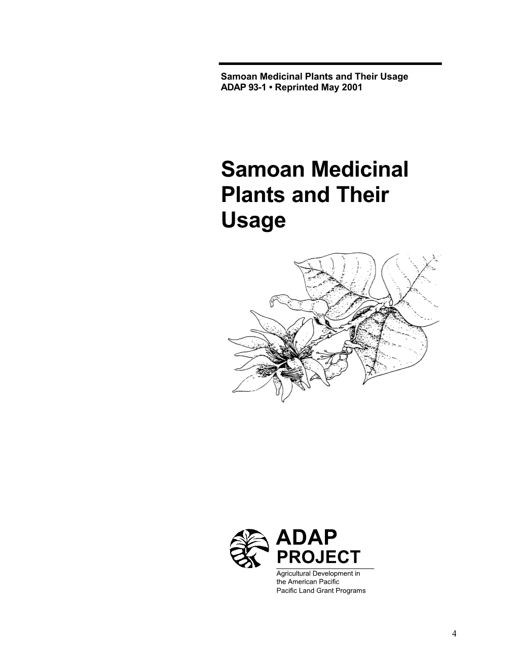 Samoan Medicinal Plants and Their Usage ADAP 93-1 • Reprinted May 2001