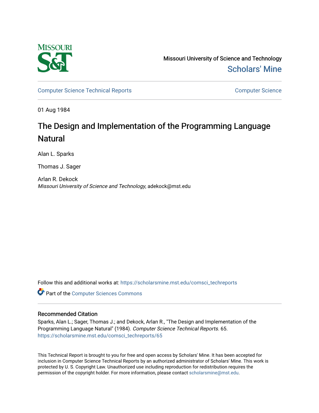 The Design and Implementation of the Programming Language Natural