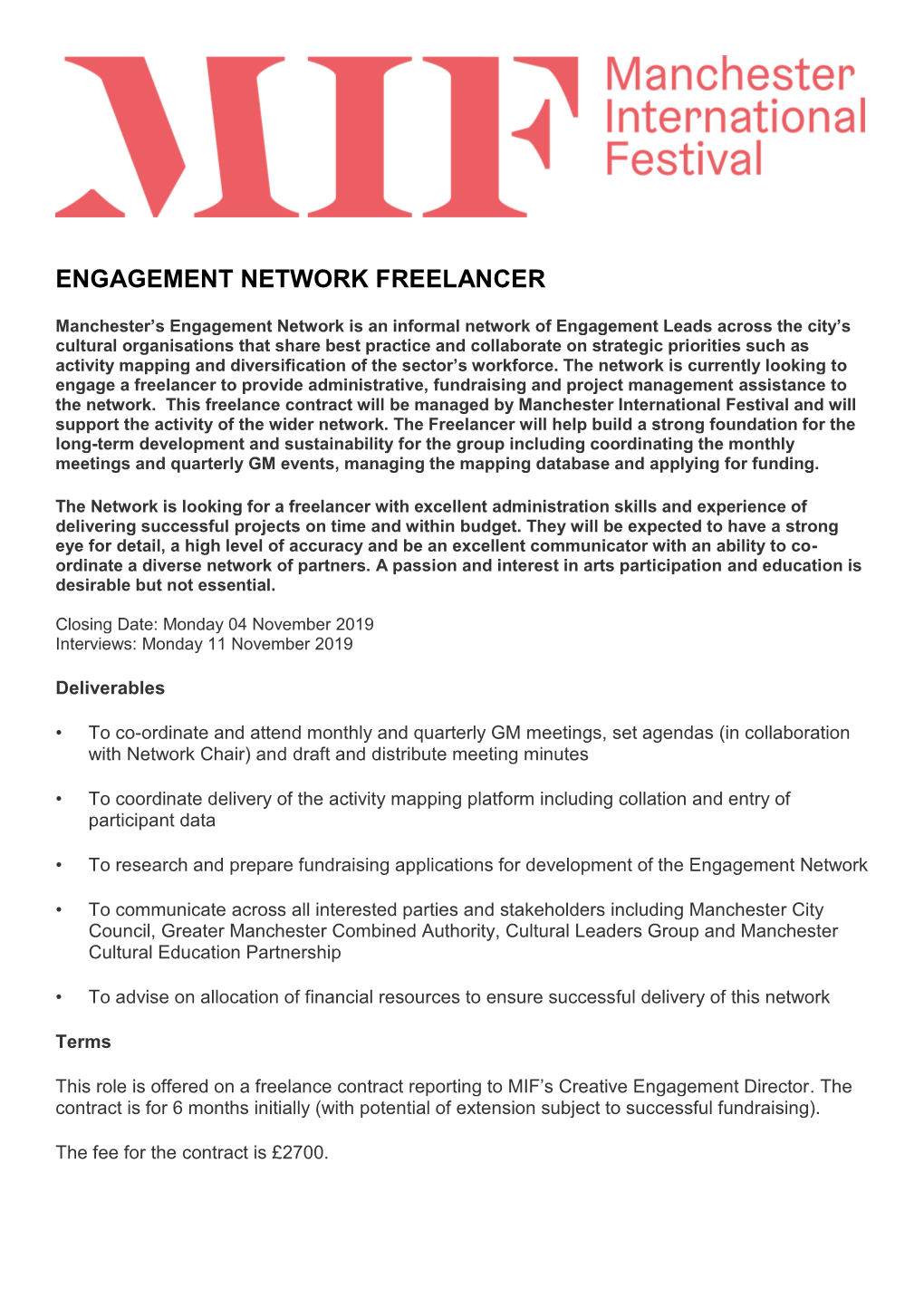 Engagement Network Freelancer