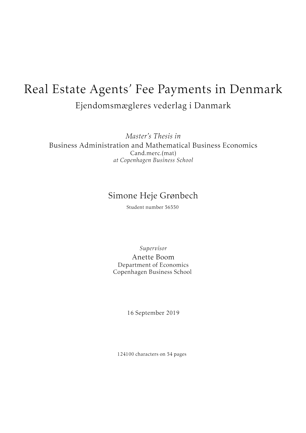 Real Estate Agents' Fee Payments in Denmark